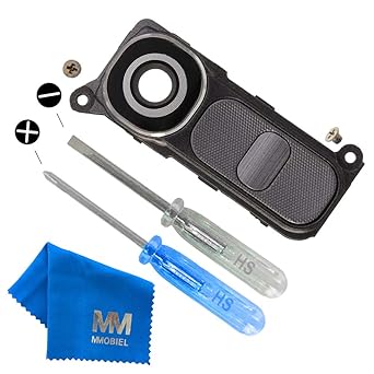 MMOBIEL Rück Back Kamera Linse Glas für LG G4 (Schwarz) Ersatzteil + Klebepads und 2 Schrauben und Schraubenzieher mit Mikrof