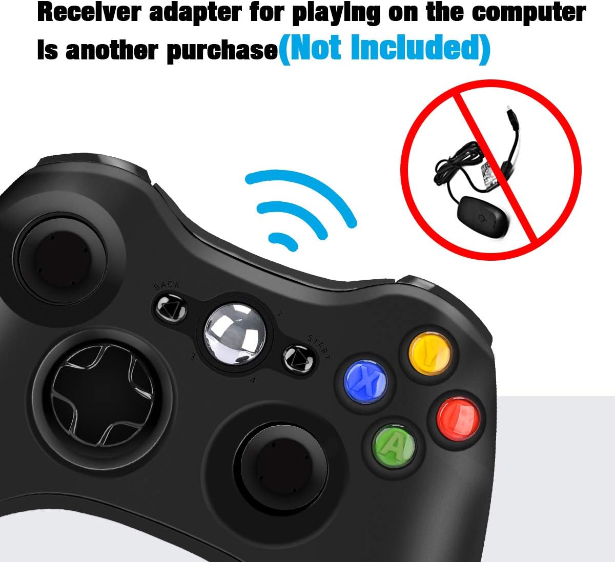 Wireless Controller for Xbox 360, YAEYE 2.4GHZ Gamepad Joystick Wireless Controller for Xbox 360 Console and PC Windows 7,8,10 (Black): Electronics