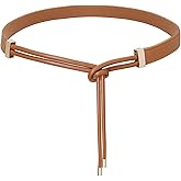 Buywis Skinny Belts for Women PU Leather Knotted Thin Waist Belt for Dresses