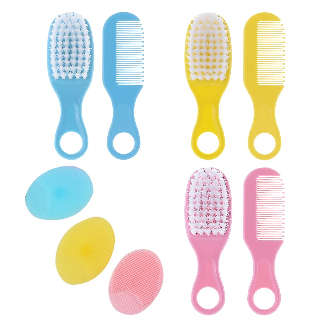 ZKSXOA 9PCS Baby Hair Brush,Baby Hair Brush and Comb Set, Cradle Cap Brush and Baby Hair Comb for Newborns & Toddlers, Perfect Baby Registry Gift