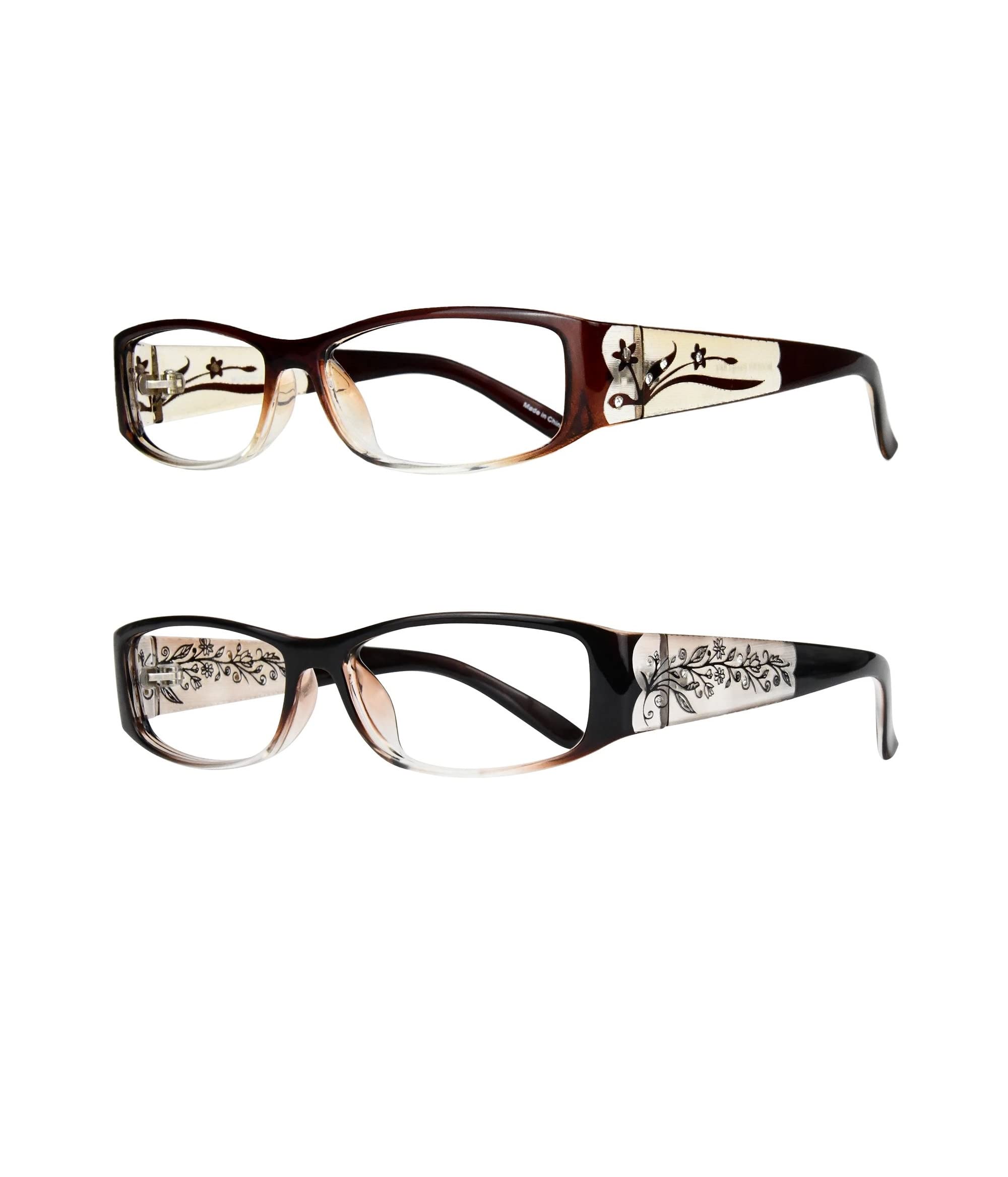 EYEBOGO Kaylee Fashion Reading Glasses for Women, Readers for Women, Ladies Classy Comfortable Cheaters (2-Pack Brown K+O, 2.25)