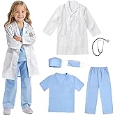 RioRand Doctor Costume for Kids With Stethoscope Lab Coat Career Day Costume Halloween Dress Up For Boys Girls 3-12
