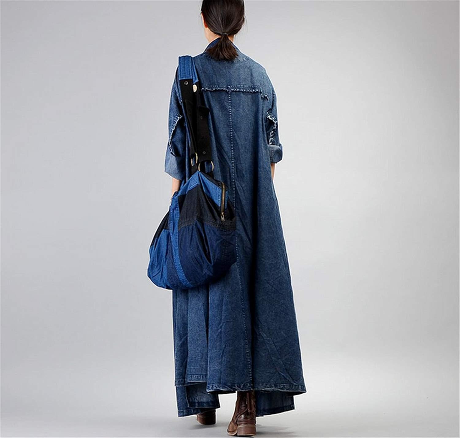 maxi distressed denim jacket