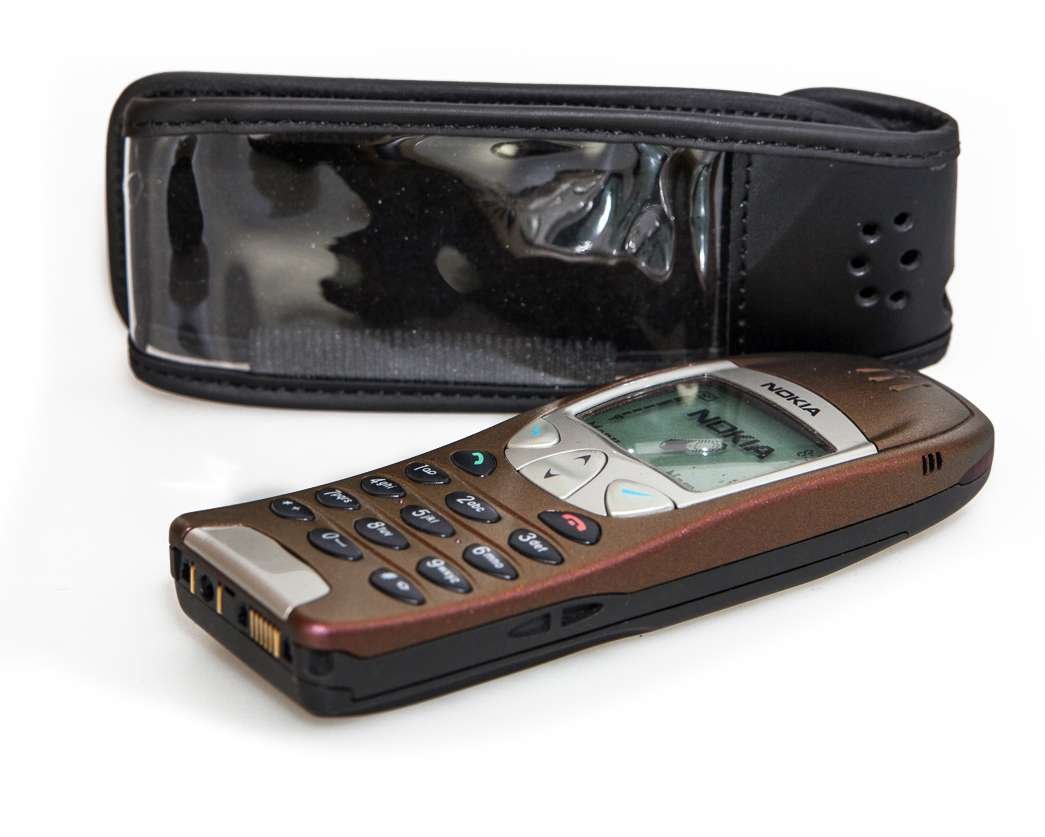 caseroxx Leather-Case with belt clip compatible with Nokia 6210 6310 6310i made from genuine leather, Pouch with belt clip and viewing window in black
