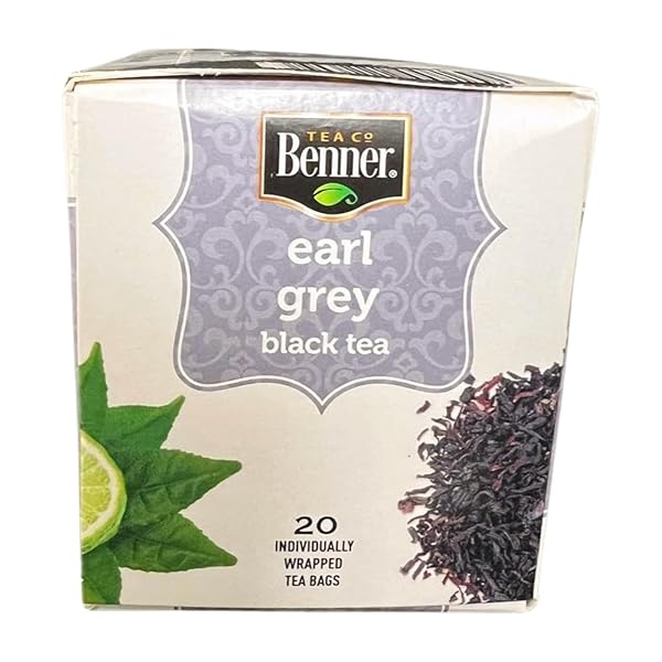EARL GREY BLACK TEA BAGS BY BENNER, 20 COUNT, 1.41 OZ, INDIVIDUALLY WRAPPED