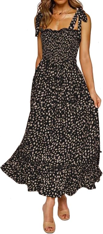 polka dot ruffle midi dress