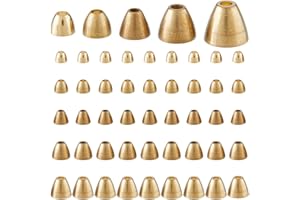 SUPERFINDINGS 50Pcs 5 Styles Fly Tying Tungsten Beads Gold Brass Cone End for Fly Tying Tungsten Slotted Beads for Flytying B