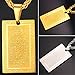 Islamic Quran Inscription Square Pendant 18K Stamp Gold Plated Chain Muslim Jewelry Allah Necklace