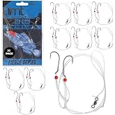 UMT Sea Bass Hi/Lo Saltwater Fishing Rigs 1, 5 &amp;10 Pack, 3/0 Bait Hook, 60lb Heavy Duty Mono, 80lb Swivel &amp; Sinker Loop, Hand Tied for Fluke Porgy Snapper Croaker Sea Trout Tautog Spot Pompano