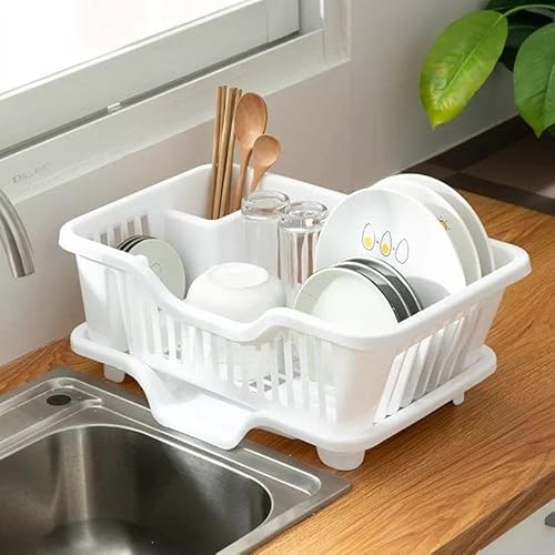 3 in 1 Plastic Dish Dryer and Cutlery, High Quality Removable Dish