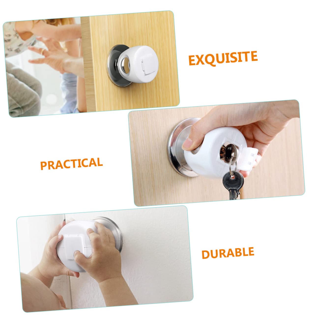 Door Knob Locks 4pcs Locks Cover for Doors Handle Covers Home Child Safety Protector Toddlers Door Knob Round Office Kids Bumper Lock Baby Bedroom Proof Wall Plastic Guard