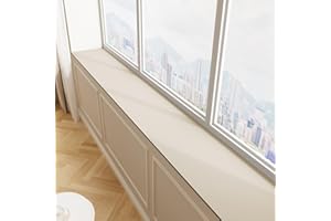 BANEBOR Window Sill Mat, Narrow Dustproof Window Sill Protective Cover, Cut to Fit, Balcony Protective Pad Absorbent (Ivory, 