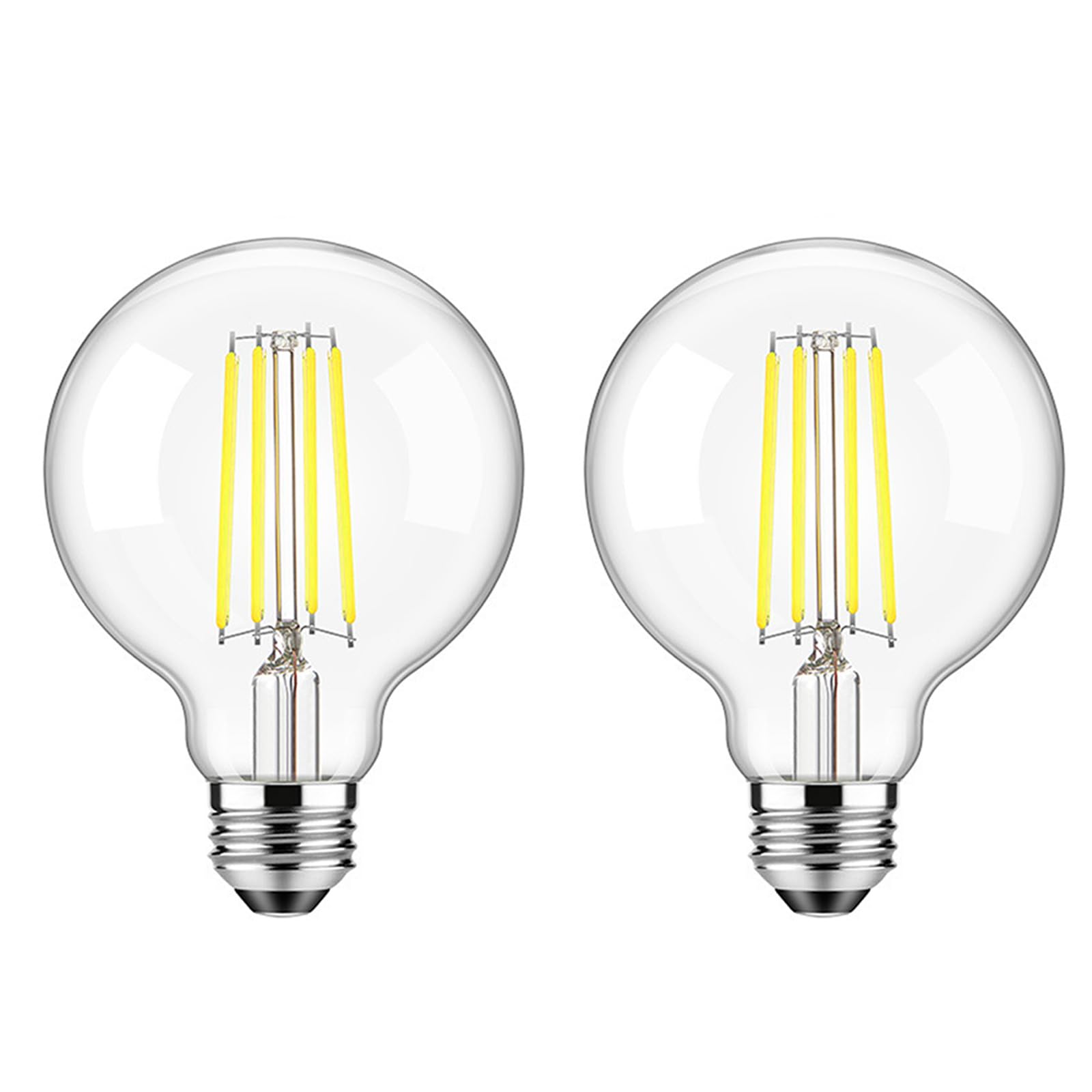 WULUN LED E27 Edison Screw Globe G80 Bulb 4W, Equivalent 40W, Clear Filament Glass, 6500K Cool White, 400 Lumen, 360° Beam Angle, Not Dimmable, Pack of 2