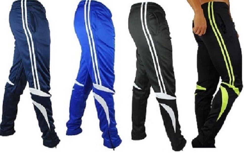 Kids Skinny Soccer Pants Training Sweat Sport Gym Athletic Tight Fit (Youth-XXS, Black/NEON)