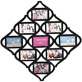 MKUN 4x6 Wall Photo Frame Collage - Diamond shaped Wall Hanging Picture Frame Collage, 9- Opening (Black)