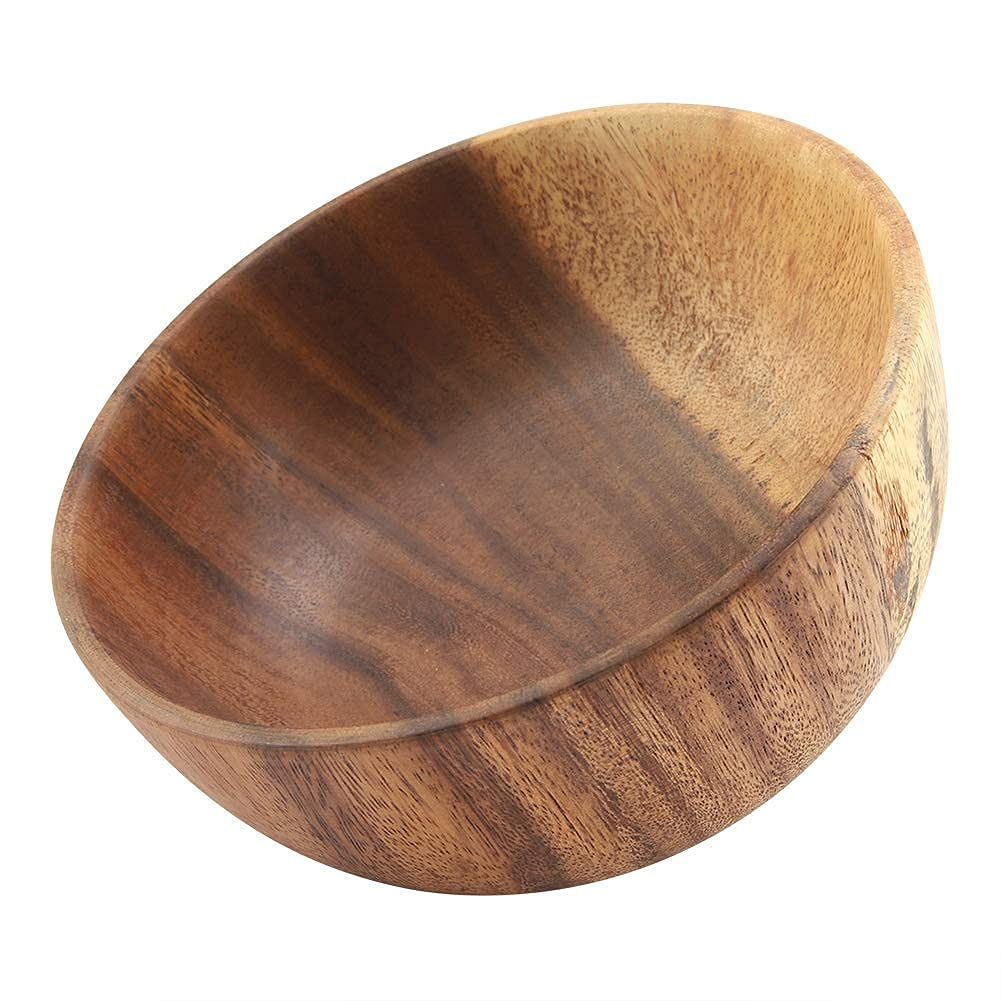HERCHR Wooden Soup Bowls, Small Cereal Bowls Dessert Bowls Decorative Fruit Bowl Salad Bowl Natural Wood Snack Bowl Serving Bowls for Pasta, Salad, Curry, Ramen, 16x7cm