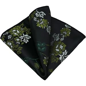 Rzmtaol Floral Pocket Square, Satin Handkerchief for Men Vintage | Retro Oriental Pattern Design, Satin Subtle Luster, For Bu