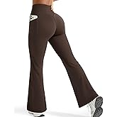 OMKAGI Women Flared Yoga Pants with Pockets Soft High Waisted Wide Leg Workout Leggings