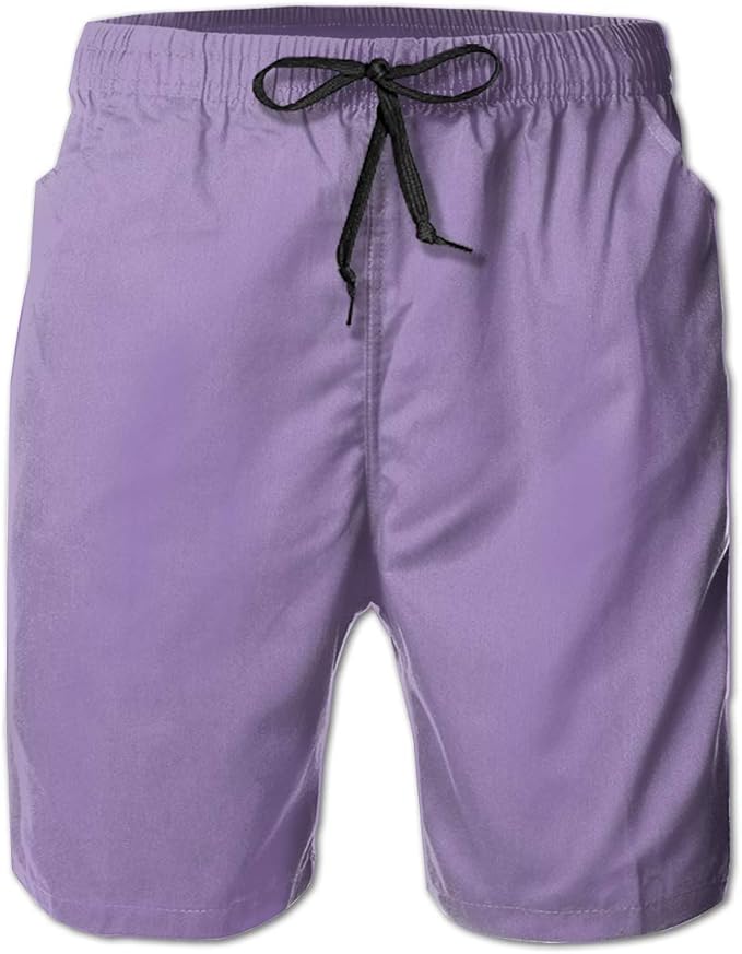 akingstore Lavender Purple Solid Color Mens Beach Shorts Swimming