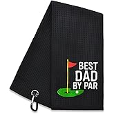 Hafhue Best Dad by Par Embroidered Golf Towel, Dad Golf Towel, Golfer Accessories for Men, Golfs Gift for Dad Grandpa, Birthday for Dad Grandpa Golfs Fan, Retirement Gifts for Dad