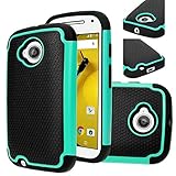 Moto E (2nd GEN.) Case, Motorola E (2nd GEN.) case, E LV Motorola Moto E / E2 ( SECOND GENERATION) (2015) Case, Full Body Hybrid Armor Protection Defender Case Cover - Dual Layer Armor Protective Case Cover for Motorola Moto E -TEAL