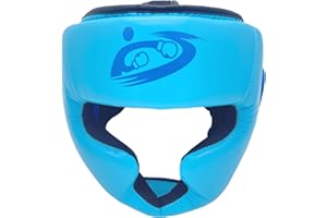 SANJOIN Boxing Headgear for Men Adult, 8+ Years Old MMA Headgear, Closed Type Boxing Helmet, Sparring MMA Muay Thai Kick Brace (Blue)
