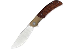 Petrified fish PFP09 Hourglass Folding Knife,3.54" K110 Steel Satin Blade, 3.88oz Titanium and Snakewood Handle Pocket knife for Camping Outdoor EDC (Snakewood Satin)