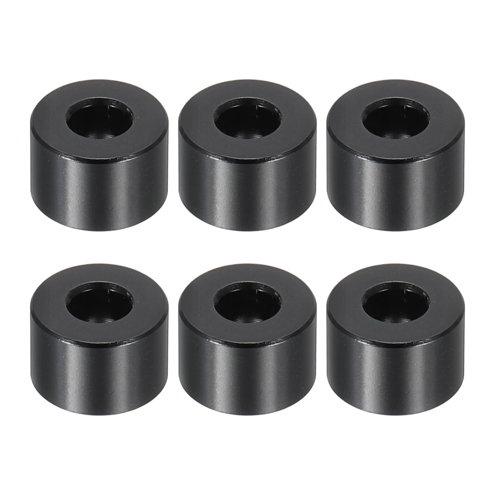PATIKIL M5 Aluminum Spacers, 6 Pcs Metal Spacers Aluminum 5.2mm ID x 12mm OD x 8mm L Aluminum Spacer Screw Standoff Round for 1/5" or M5 Screw Bolts,Black