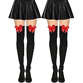 SATINIOR 2 Pairs Valentine's Day Knee High Socks with Bows Mardi Gras Thigh High Socks Highs Stockings over Knee