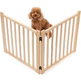 YOCAN Non-Painted Wood Freestanding Pet Gate for Dogs-2 Panel H:23&rdquo; | Wooden Dog Gates for Doorways, Stairs,The House, Dog Fences Indoor Puppy Gate