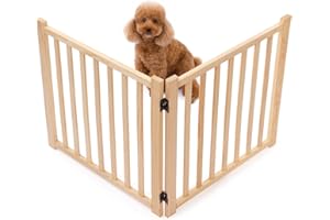YOCAN Paint-Free Wood FreeStanding Pet Gate for Dogs,Wooden Dog Gates for Doorways, Stairs,The House, Dog Fences Indoor Puppy Gate-2 Panel H:23”