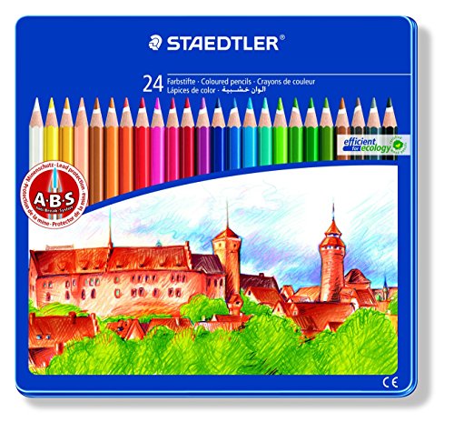 Staedtler Noris Club 145 CM24 Colouring Pencils in Castle Design Tin - Assorted Colours (Pack of 24)