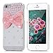 Mavis's Diary iPhone SE Case, iPhone 5S Case, iPhone 5 Case Bling Cute Pink Bow Clear 3D Handmade Hard PC Case with Lovely Pink Sparkle Crystal Glitter Rhinestone Diamond Cover with Cleaning Cloth