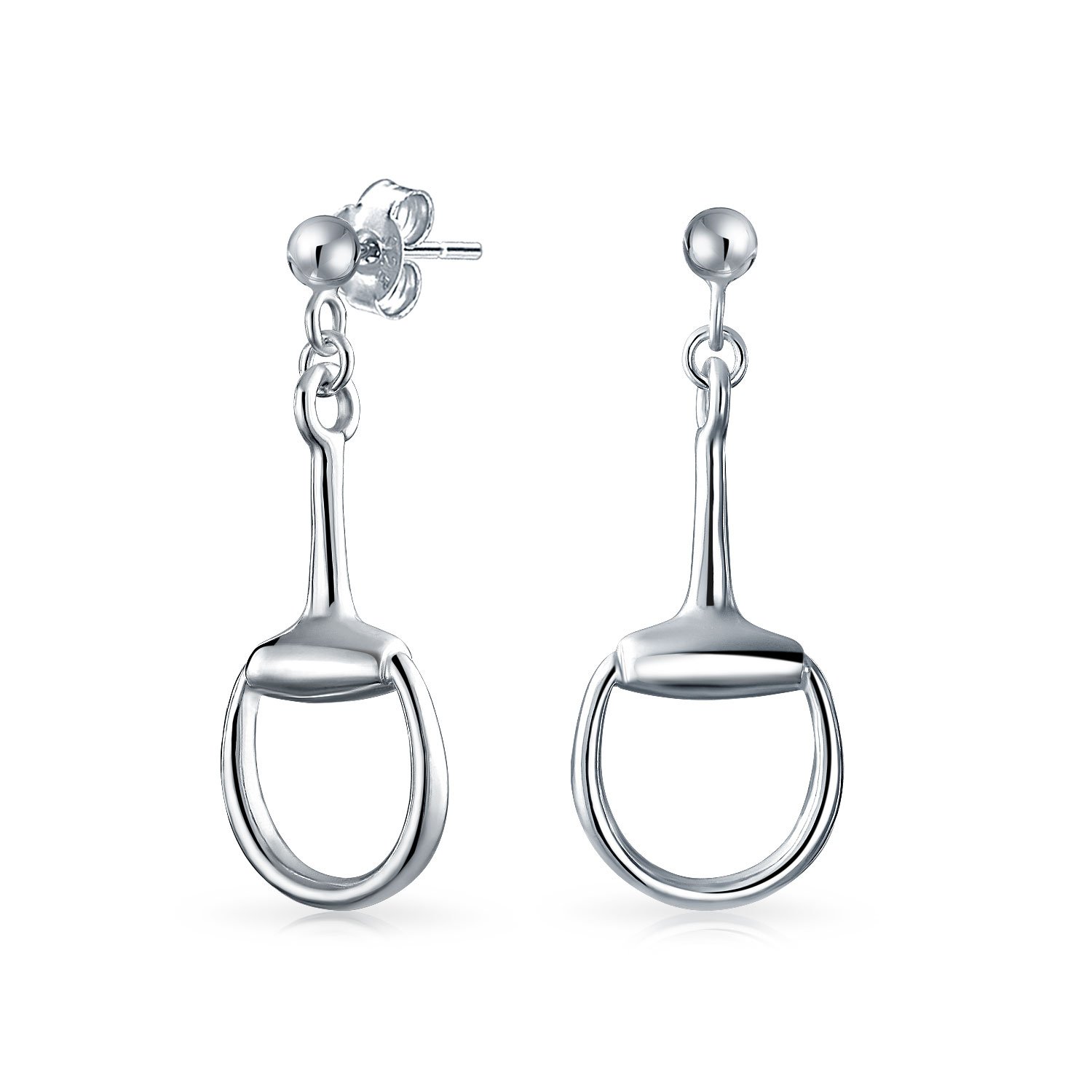 Equestrian Cowgirl Dangle Equine Gift Horse bit Earrings Western Jewelry For Women Teen Polished .925 Sterling Silver