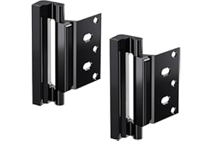 Mousike Home Security Door Lock with Pull Ring,Upgrade Easy Open Childproof Door Reinforcement Lock with 4" Stop Withstand 1200 lbs for Inward Swinging Door, Defend Your Home Safe（Black of 2Pack)