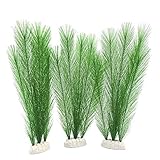 BEGONDIS Aquarium Decorations 3Pcs Fish Tank Artificial Green Water Plants Made of Silk Fabrics Plastic, Safe for All Fish & Pets