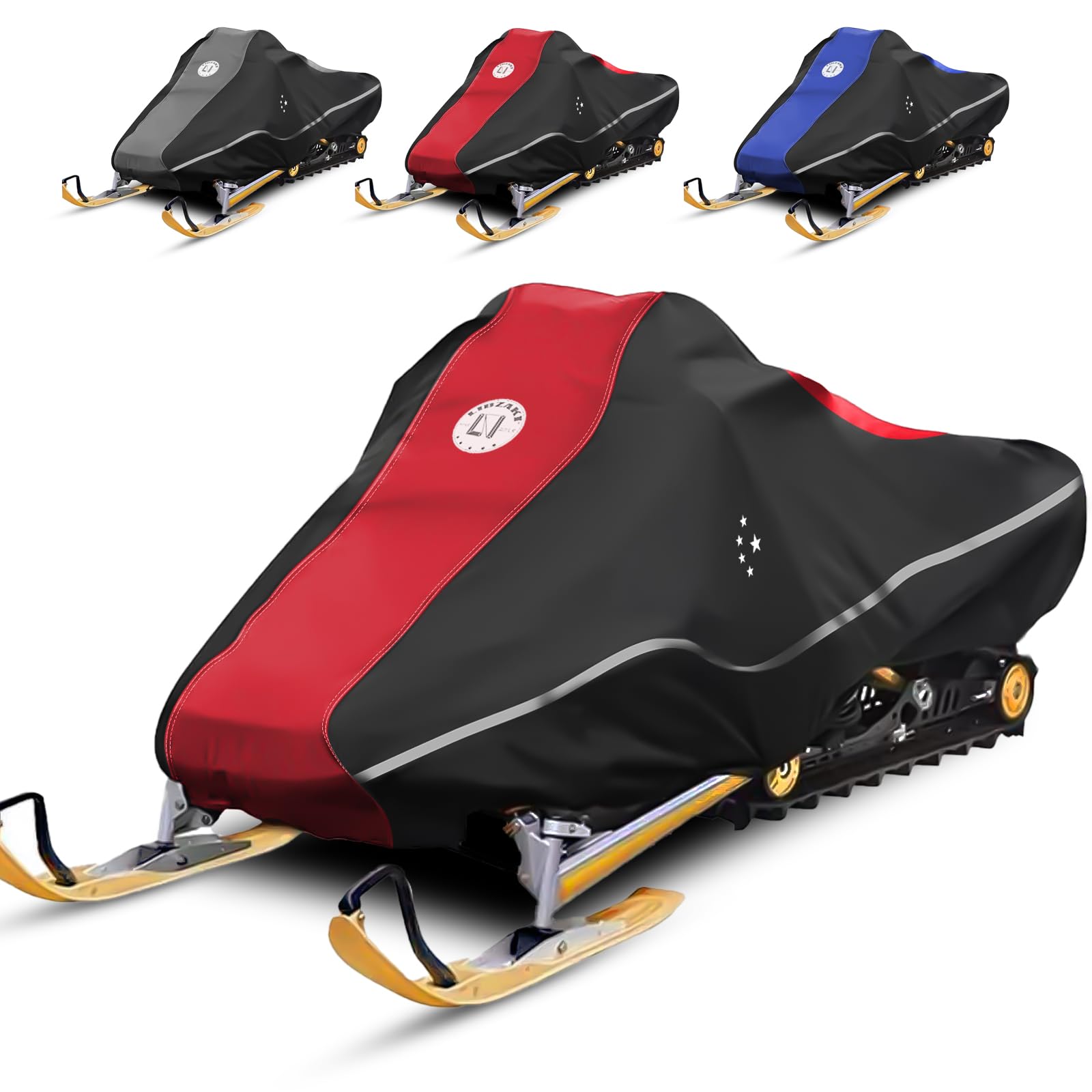 Photo 1 of LIBZAKI Snowmobile Cover Waterproof Sled Ski Cover 600D Heavy Duty Oxford Fabric Freeze-Resistant Down to -40°F Compatible with Polaris,Ski-Doo,Arctic Cat,Yamaha,Lynx,Camso,CFMOTO 126"-145" Red