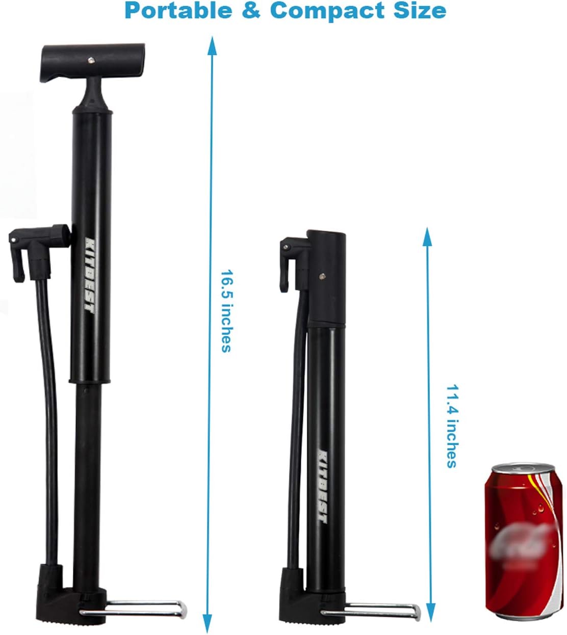 Bike Pump, KITBEST Portable Bicycle Floor Pump with Glueless Puncture Kit, Mountain, Road Bike Tire Pump, Mini Bicycle Air Pump Compatible with Presta Schrader Valve and Sports Ball : Sports & Outdoors