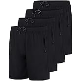 Real Essentials 4 Pack: Men's Mesh 7" Athletic Zipper Shorts Workout Gym Running Basketball (Big and Tall Available)
