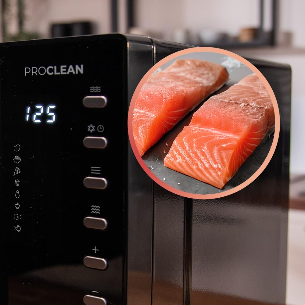 Cecotec Proclean 5130 Digitale Mikrowelle mit Grill, 23 l, 800 W und 1000 W Grill, Gleichmäßiges Kochen, 5 Leistungsstufen, Auftaufunktion, Timer 60 Minuten, Drehteller 285 mm 8