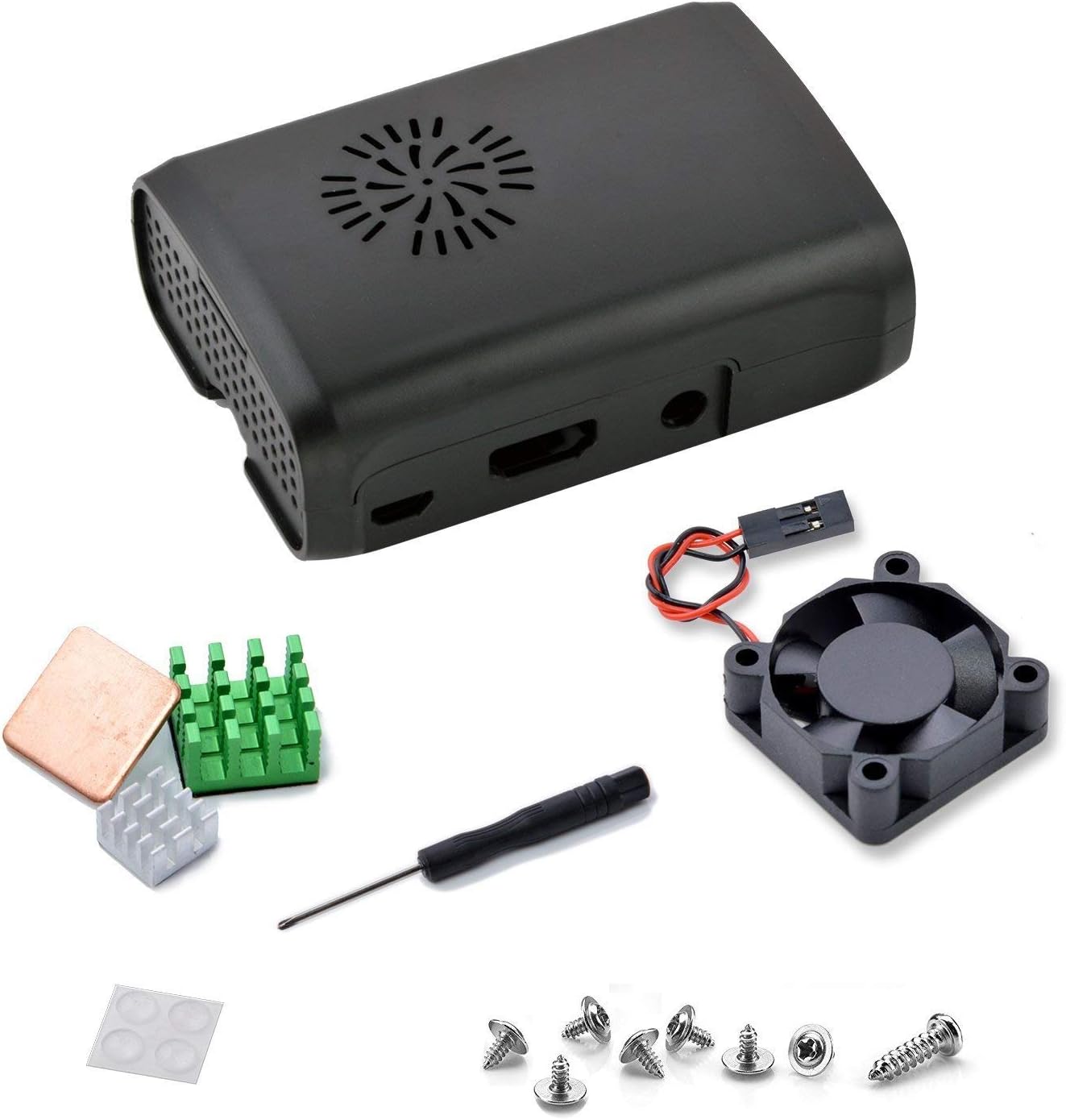 Anokay Raspberry Pi 3 Model B Case Cooling Fan Cooler Heatsink for Raspberry Pi 3 Model B, Pi 2 Model B & Pi Model B+ (Black)