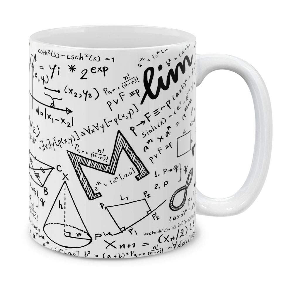 MUGBREW Math Equations Whiteboard Ceramic Coffee Mug Tea Cup, 11 OZ