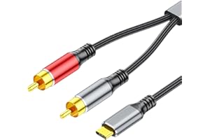 USB-C to 2RCA Audio Cable, Type-C to Dual RCA Male Stereo Cord for iPhone 17/16 Pro Max, iPad Pro, Pixel 10, Galaxy S25, Spea