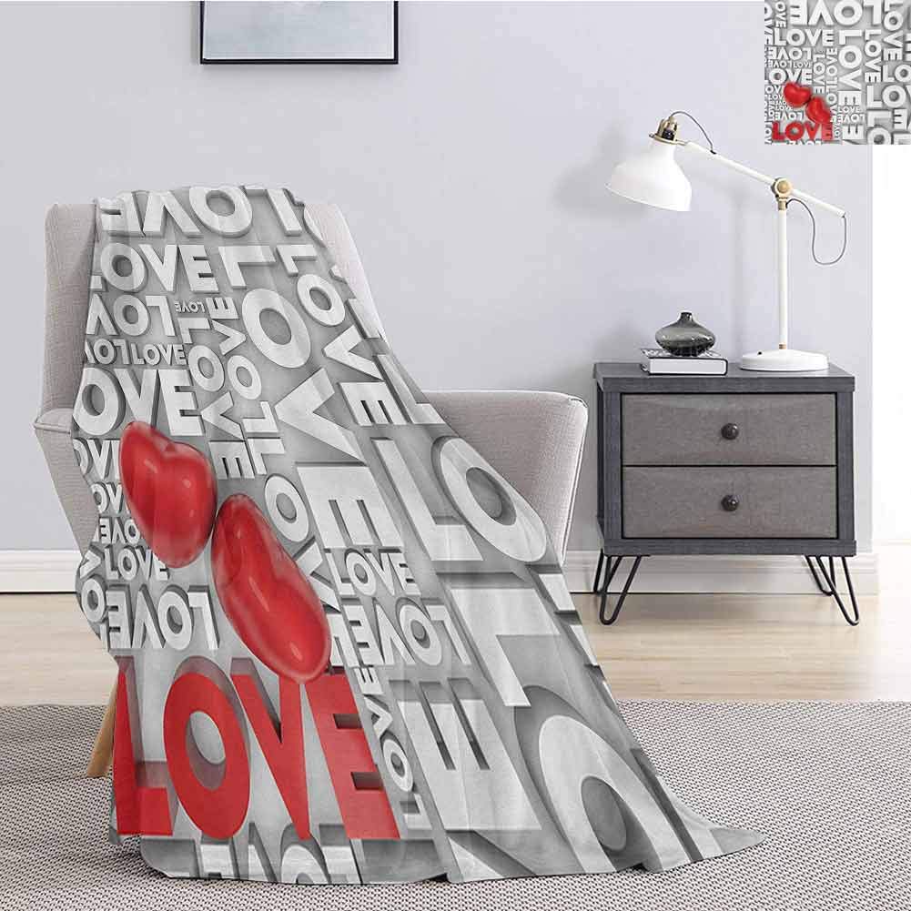 Luoiaax Love Luxury Special Grade Blanket Macro Big Texts Lettering Setting Passionate Emotions Feelings Valentines Design Multi-Purpose use for Sofas etc. W80 x L60 Inch Grey Red White