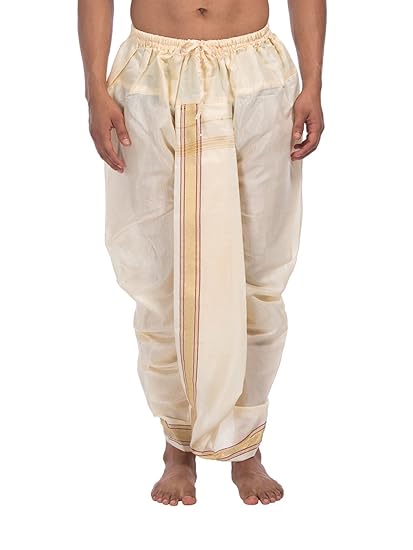 Cotton-Silk Dhoti For Men - Cream