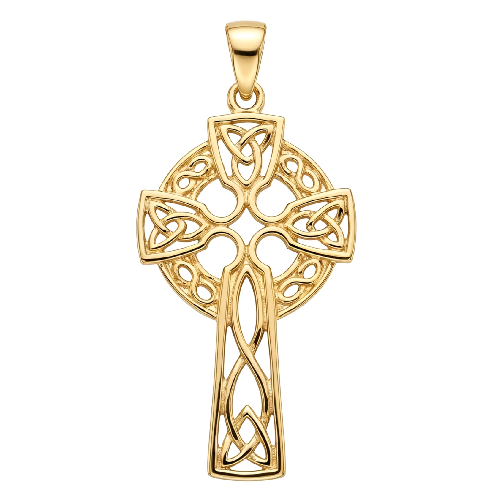 Alexander Castle Solid 9ct Gold Celtic Cross Necklace Pendant for Women - Cross Charm with Jewellery Gift Box - PENDANT ONLY - 30mm x 18mm