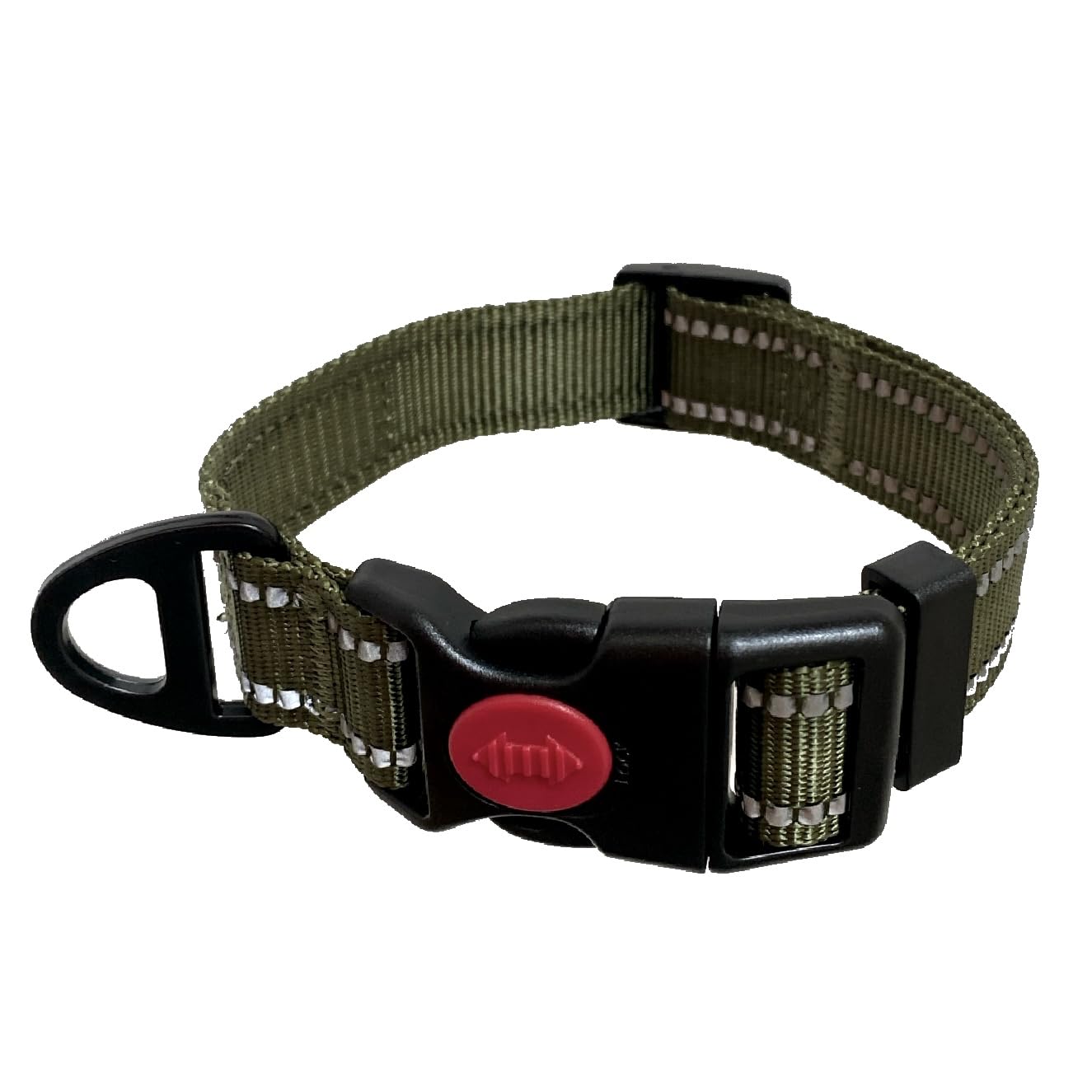 Barkridges® Premium Dog Collar | Adjustable | Easy-to-Wear Buckle | Lockable | Durable | Safety Reflective Strips | Comfortable for Small Medium Large Dogs (Army Green, S)