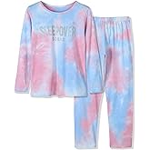 Beezizac Pajamas for Girls 100% Cotton Tie dye Unicorn Mermaid Sleepover PJ Set Size 4T-18