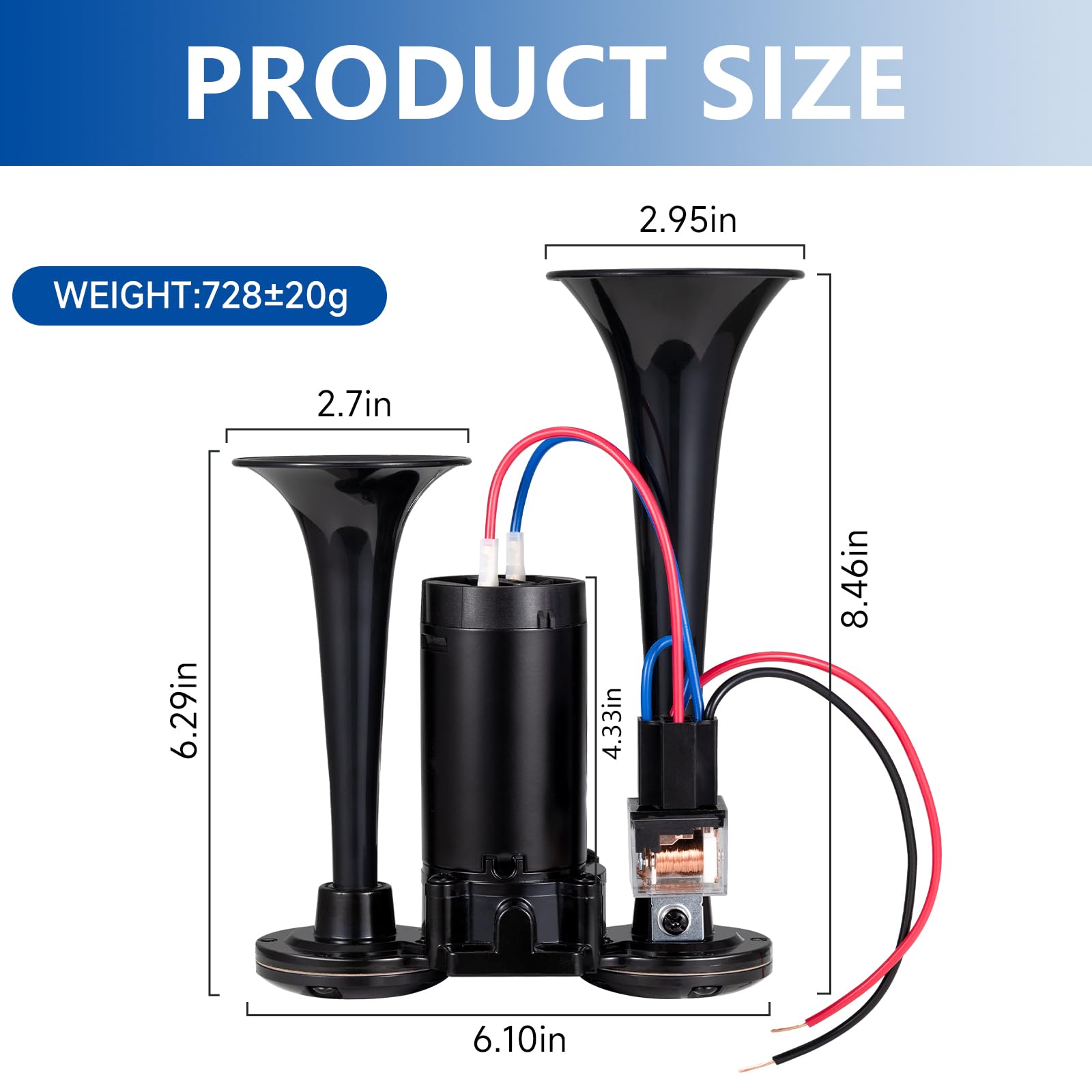 12V 150DB Air Horn for Truck for Train, Car Horns Loud with Compressor for Truck Boat Train Speaker Cars Van Ship (Black)