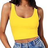 SanxiawaBa Women’s Sexy Sleeveless Crop Tops Double Layer Scoop Neck Cropped Tank Top
